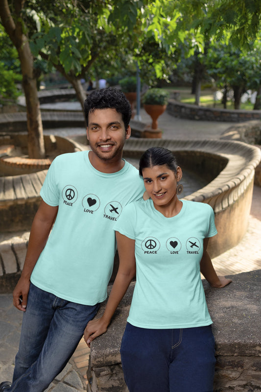 Peace Love Travel Round Neck Classic T-shirt