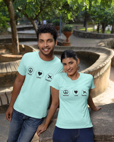 Peace Love Travel Round Neck Classic T-shirt