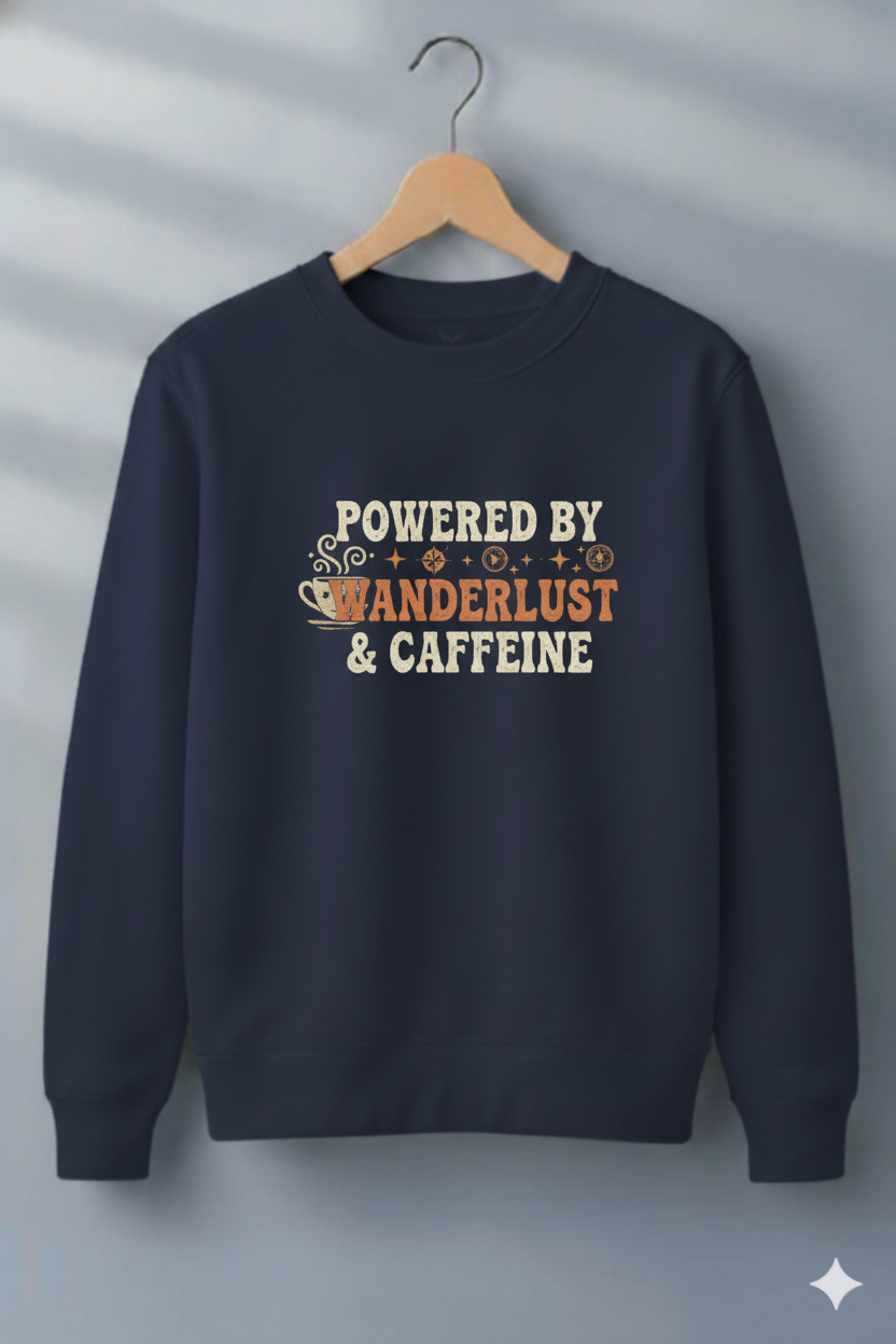 Powered by Wanderlust & Caffeine Unisex Sweatshirt