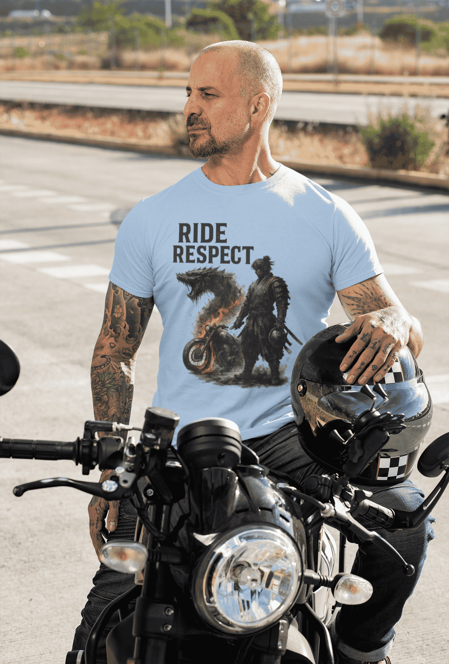 Ride Respect Samurai Biker Classic Crew T-Shirt