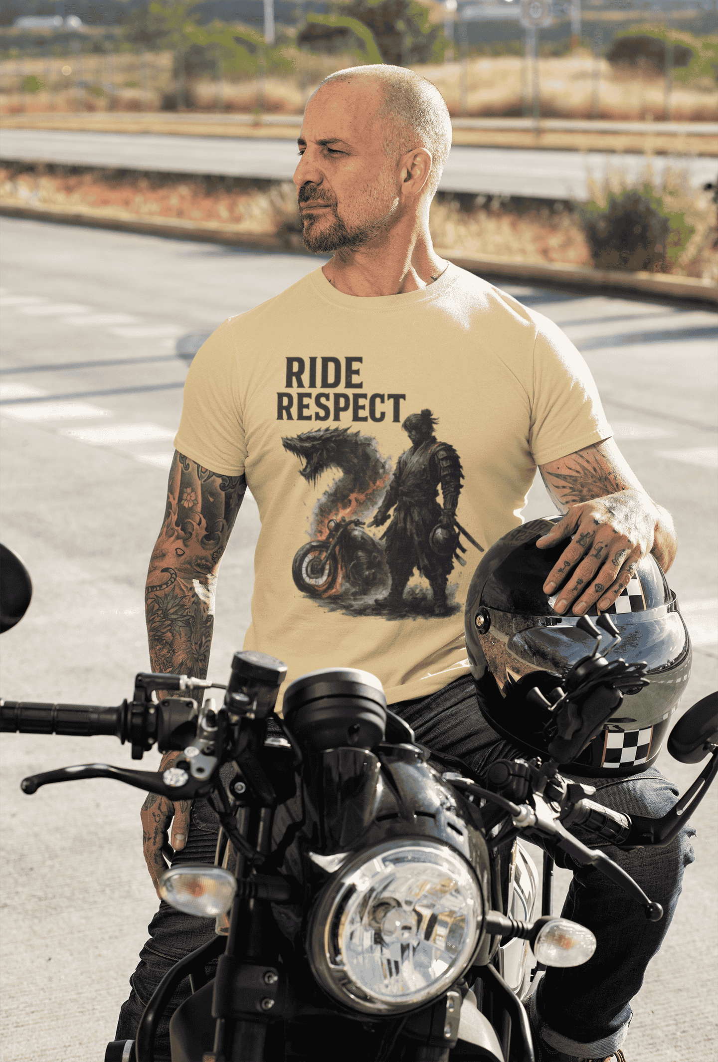 Ride Respect Samurai Biker Classic Crew T-Shirt