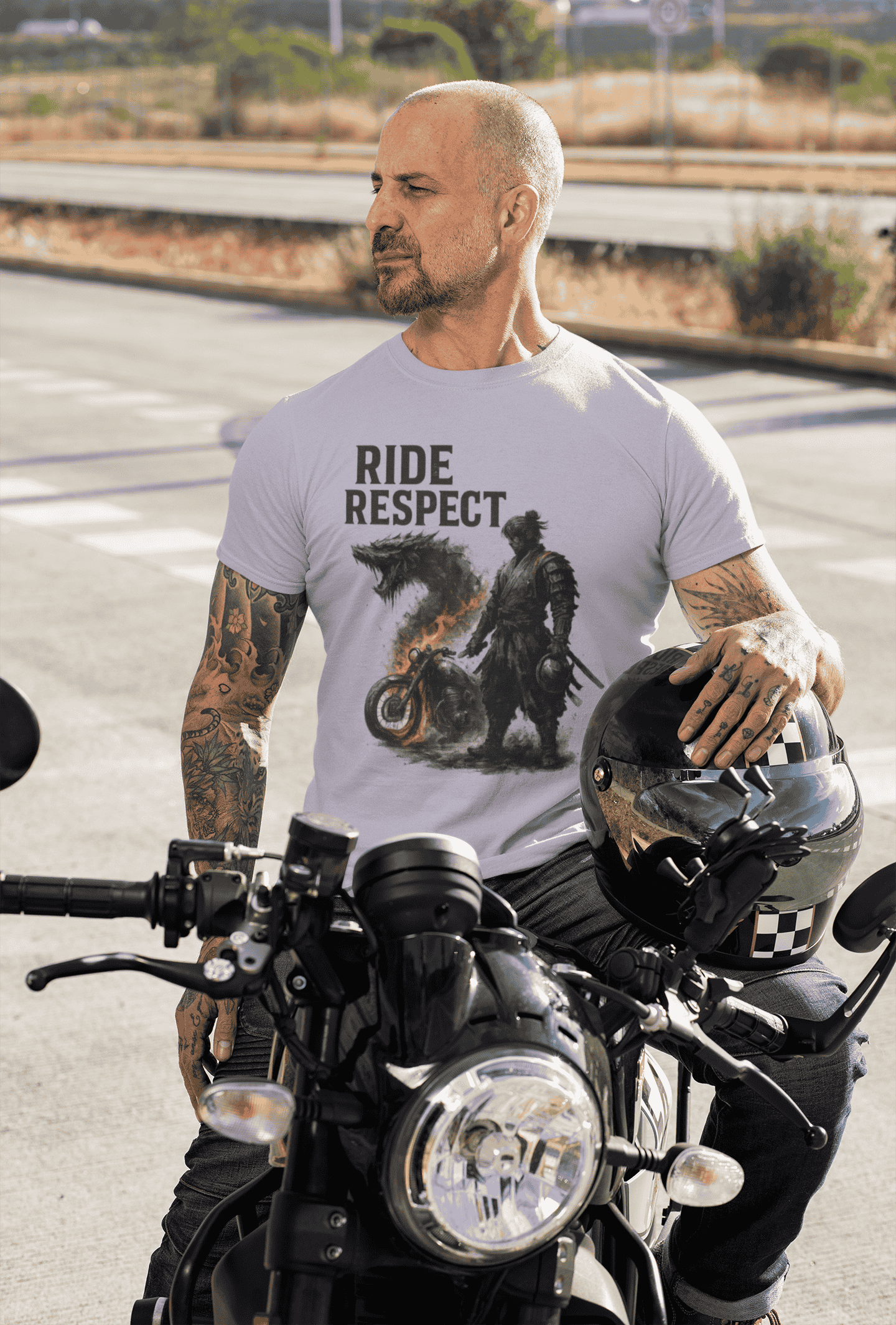 Ride Respect Samurai Biker Classic Crew T-Shirt