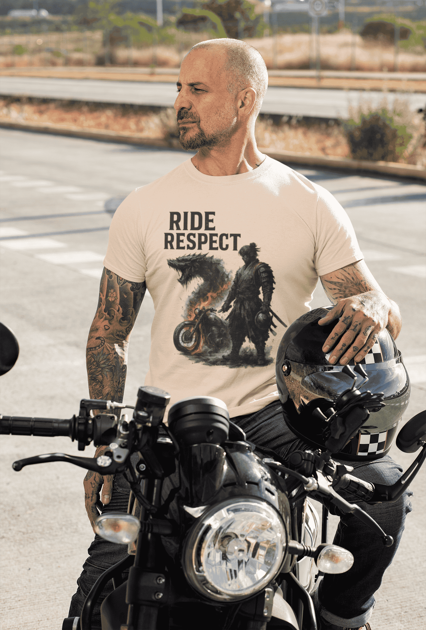 Ride Respect Samurai Biker Classic Crew T-Shirt
