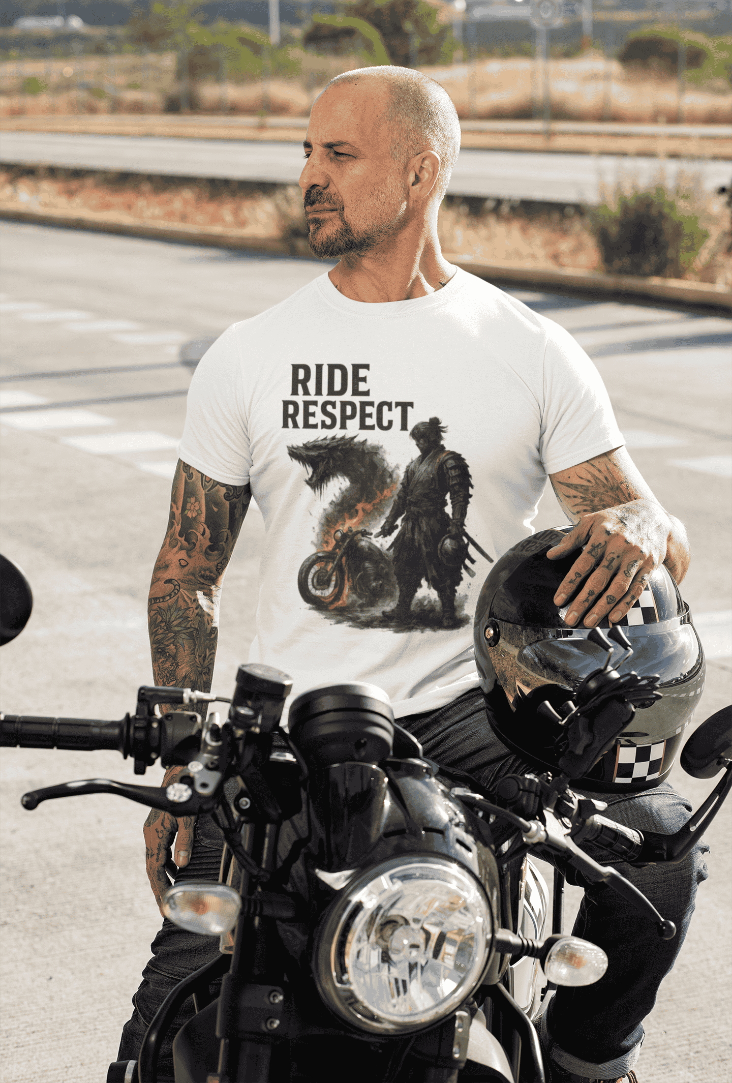 Ride Respect Samurai Biker Classic Crew T-Shirt