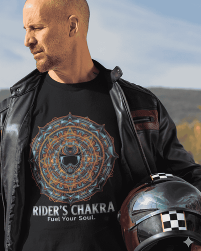 Rider's Chakra – Men's Full Sleeve Biker Graphic T-Shirt