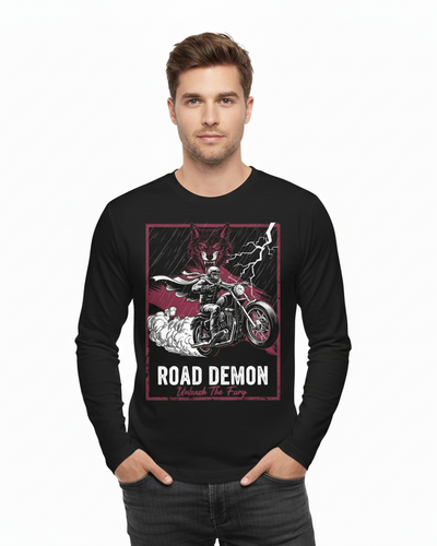 Road Demon – Men's Full Sleeve Motorcycle Graphic T-Shirt