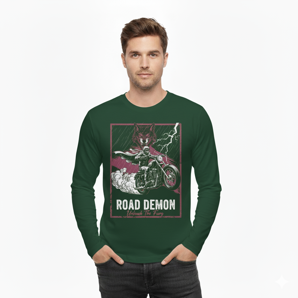 Road Demon Men's Full Sleeve Bike T-Shirt