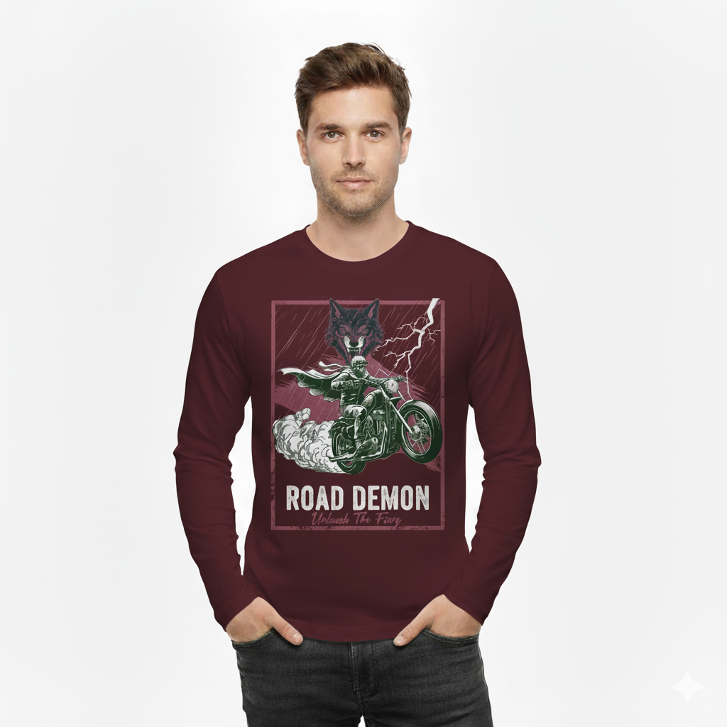 Road Demon Men's Full Sleeve Bike T-Shirt