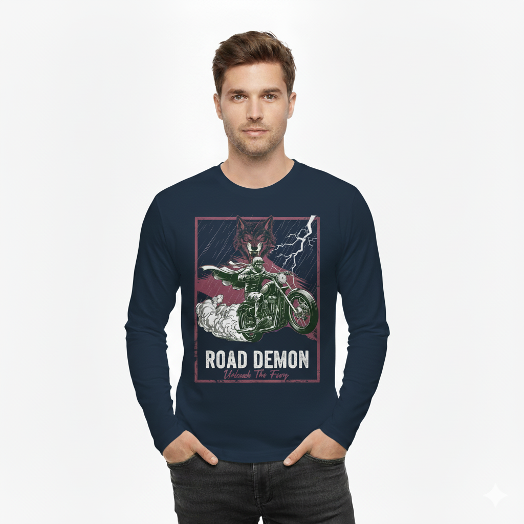 Road Demon Men's Full Sleeve Bike T-Shirt
