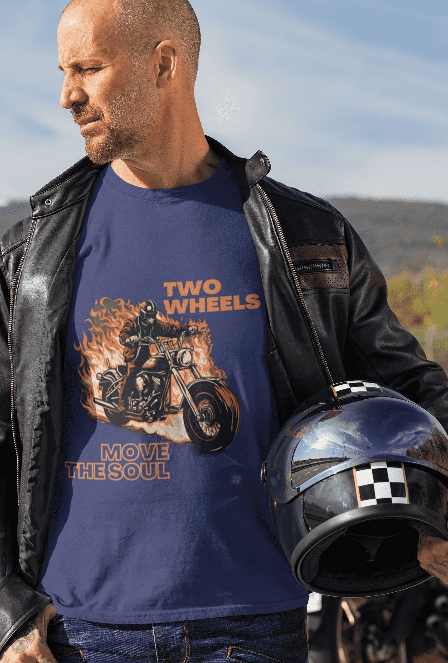 Two Wheels Move the Soul Round Neck Bike T-shirt For Men