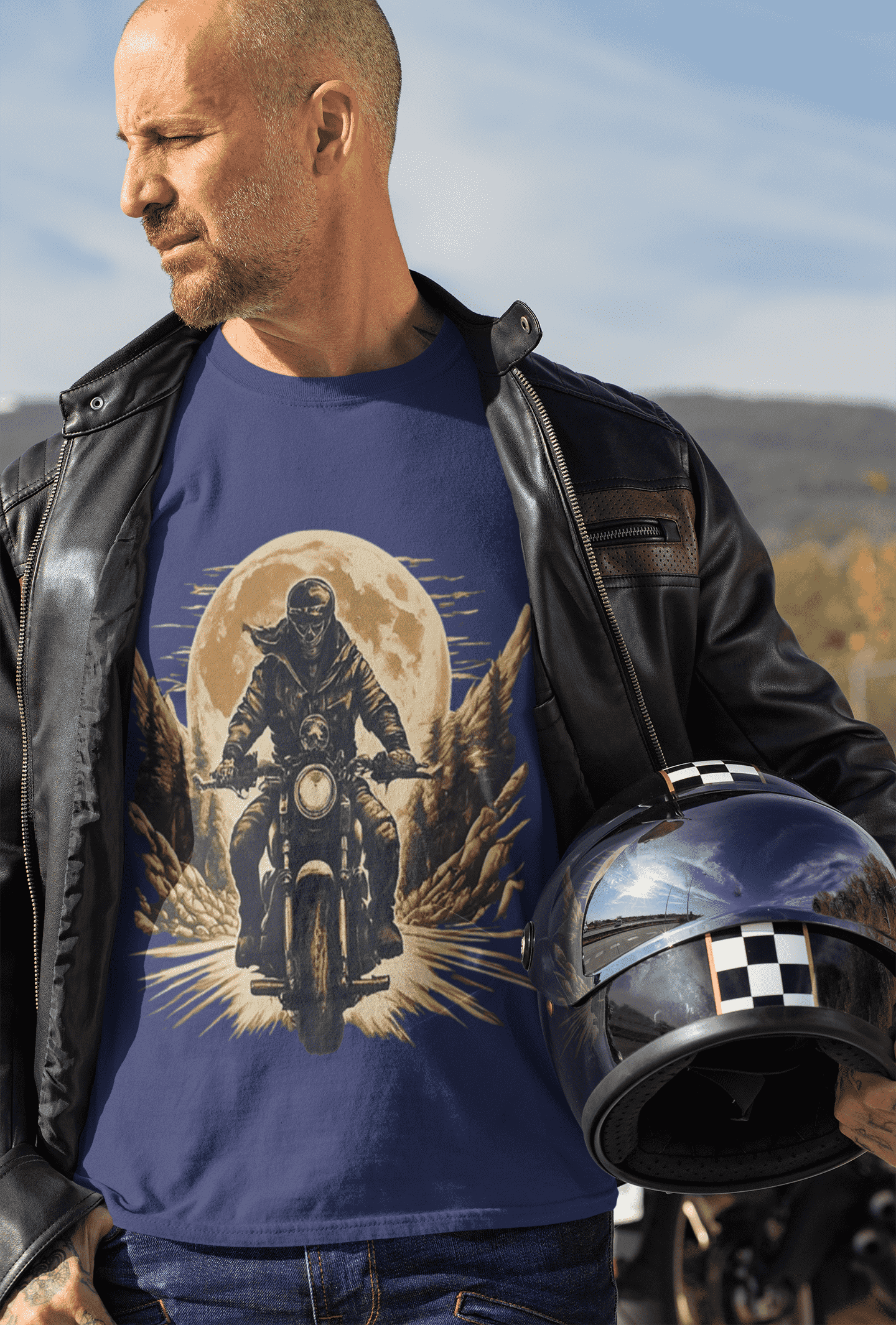 Ghostrider Round Neck Full Sleeve Bike T-shirt for Men