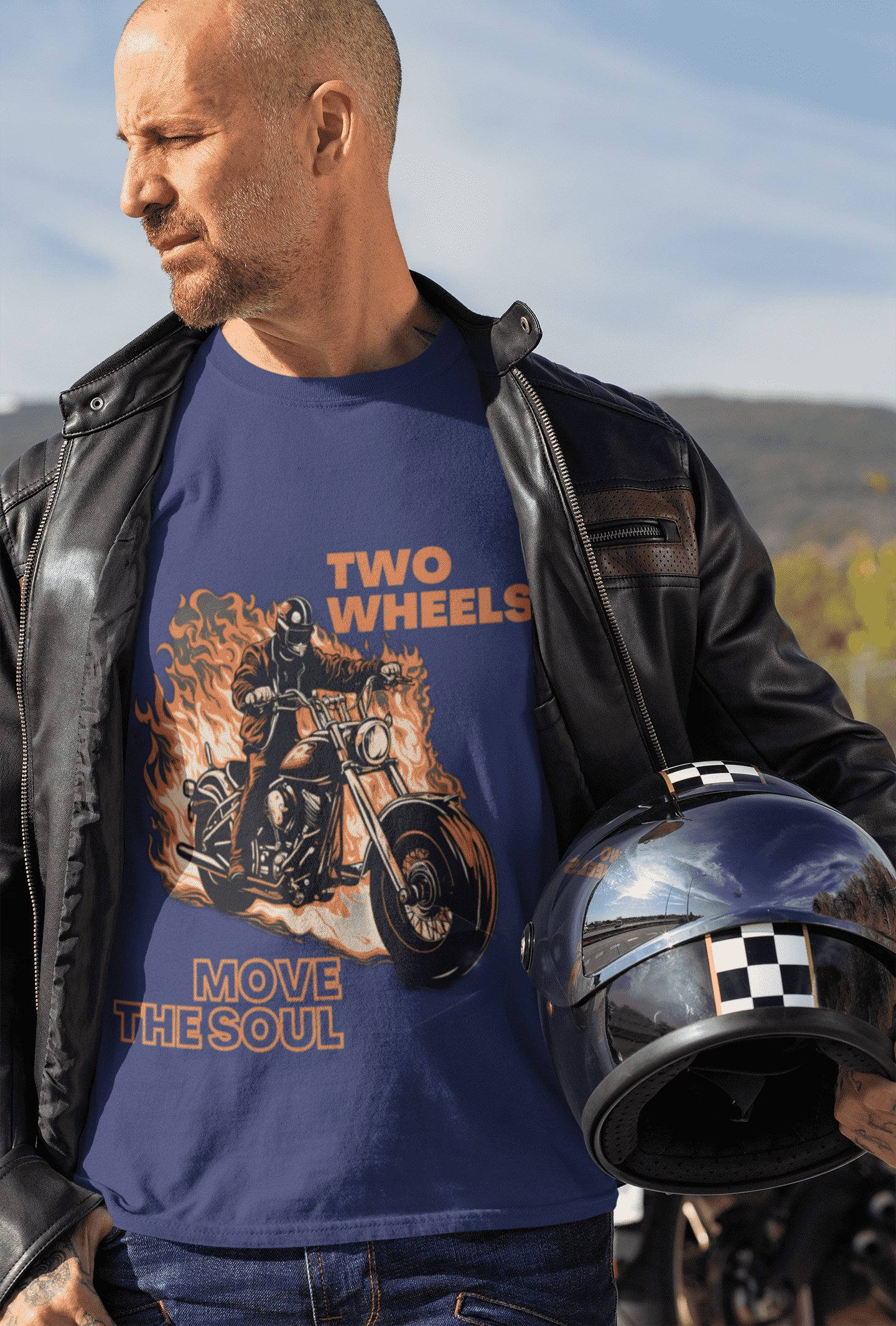 Two Wheels Move the Sould Round Neck Full Sleeve T-shirt For Men