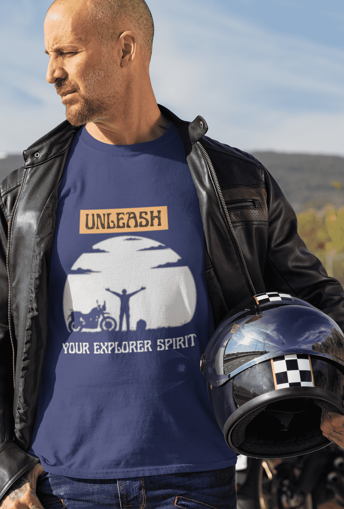 Unleash your Explorer Spirit Round Neck Full Sleeve Bike T-shirt for Men