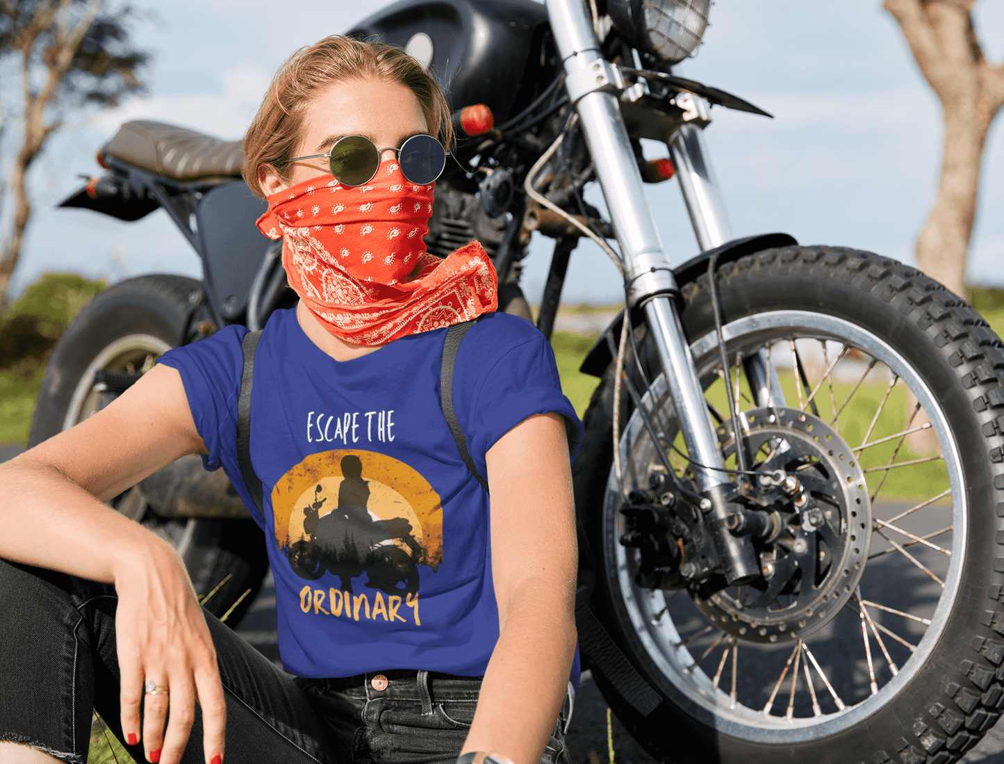 Escape the Ordinary Round Neck Bike T-shirt for Women