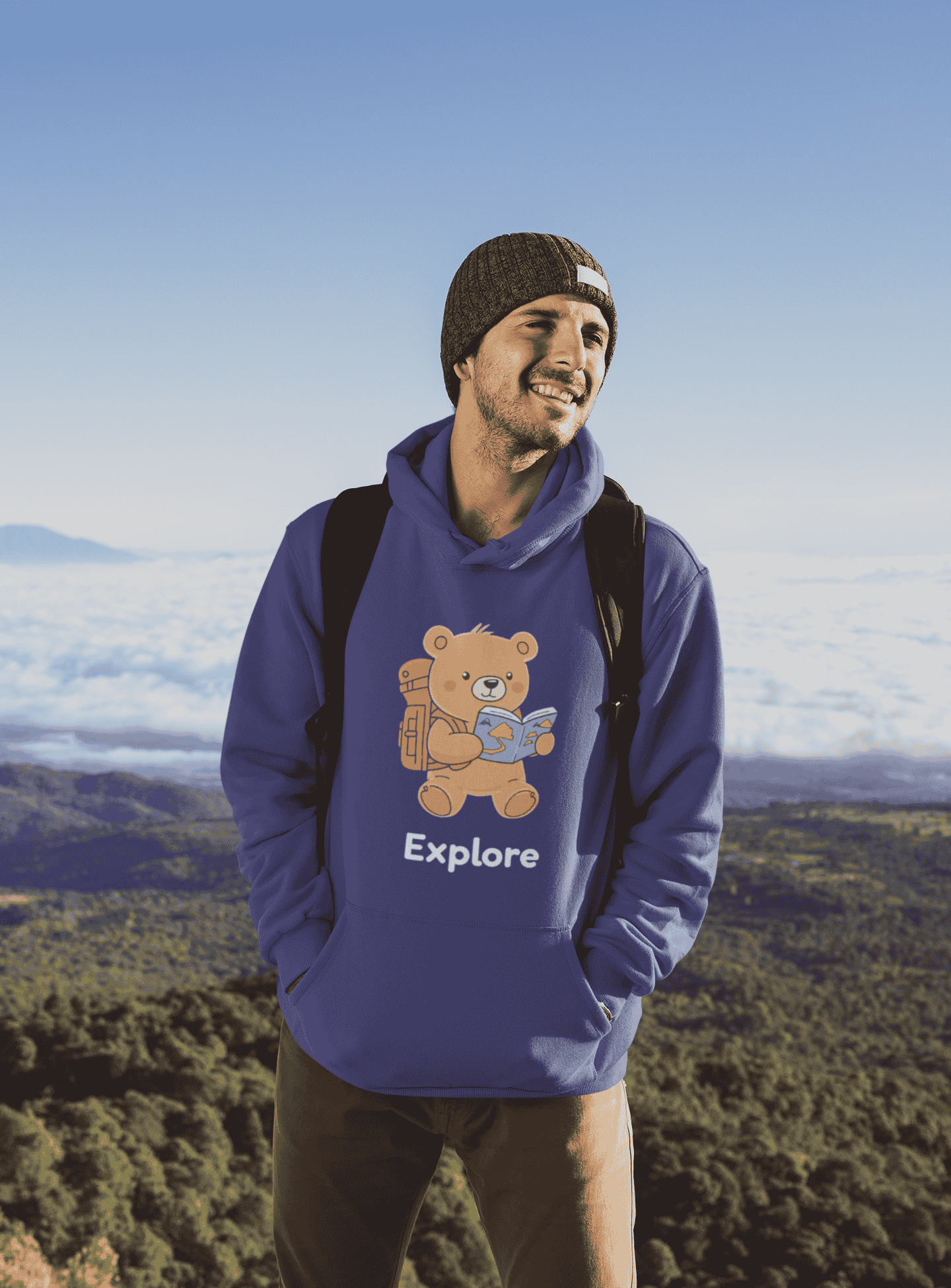 Explore Cute Bear Hooded Sweatshirt