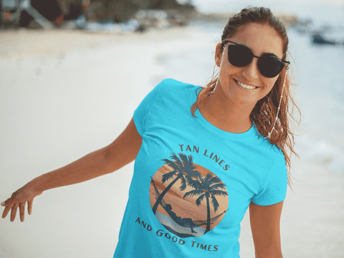 Tan Lines and Good Times Round Neck Holdiay T-shirt for Women