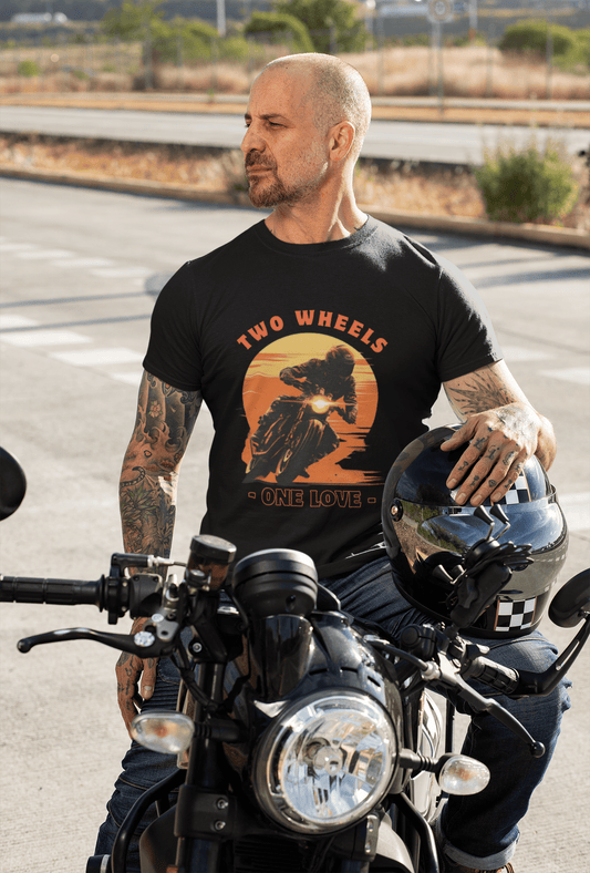 Two Wheels One Love Premium Cotton Stretch Biker T-shirt
