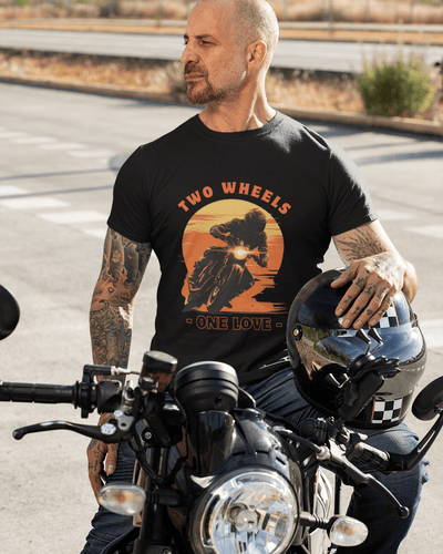 Two Wheels One Love – Premium Stretch Cotton Biker T-Shirt