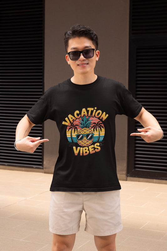 Vacation Vibes Round Neck Half Sleeve T-shirt