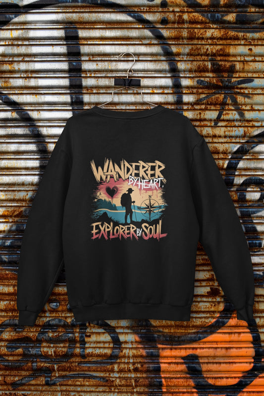 Wanderer by Heart Explorer By Soul Round Neck Sweatshirt