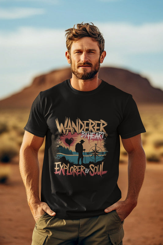 Wanderer by Heart Explorer By Soul Round Neck Half Sleeve Tshirt