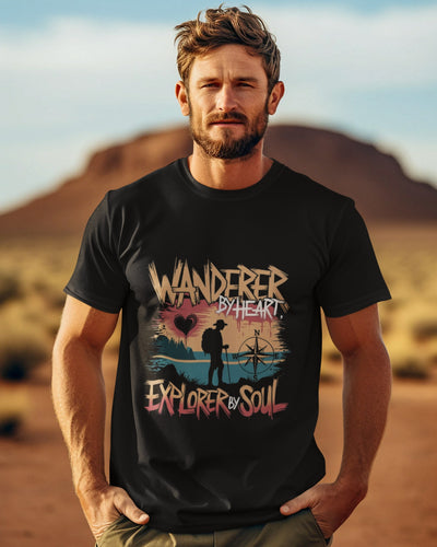 Wanderer by Heart Explorer By Soul Round Neck Half Sleeve Tshirt