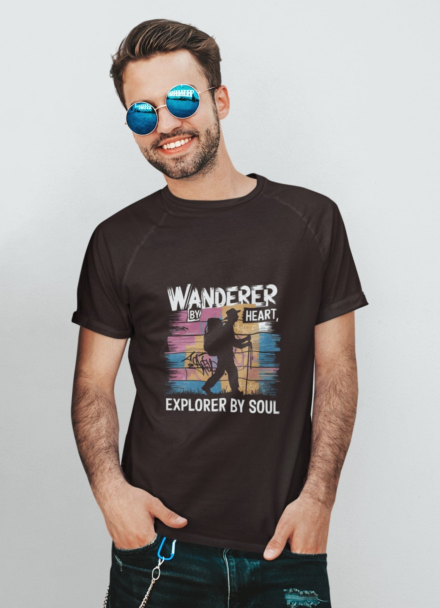 Wanderer by Heart Explorer By Soul Classic Round Neck T-shirt