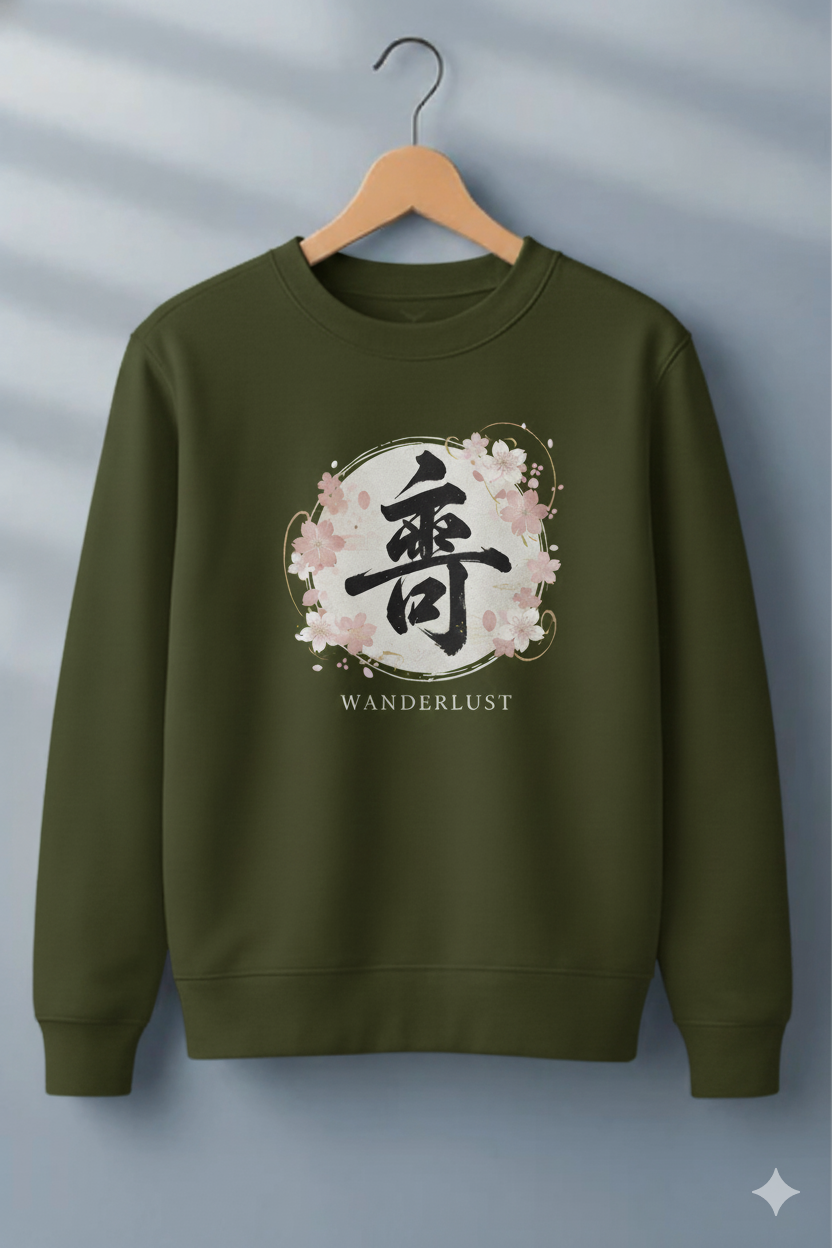 Wanderlust Japanese Symbol Unisex Sweatshirt
