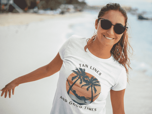 Tan Lines and Good Times Round Neck Holdiay T-shirt for Women