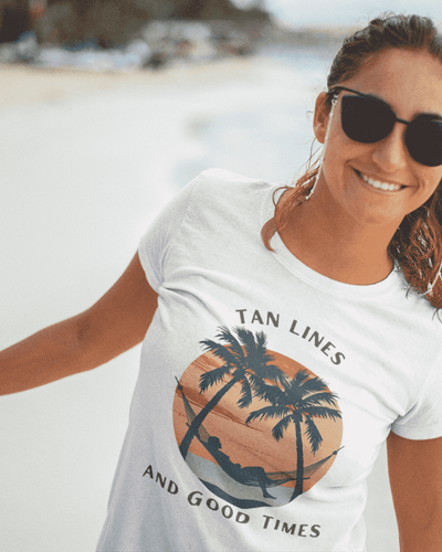 Tan Lines and Good Times Round Neck Holdiay T-shirt for Women