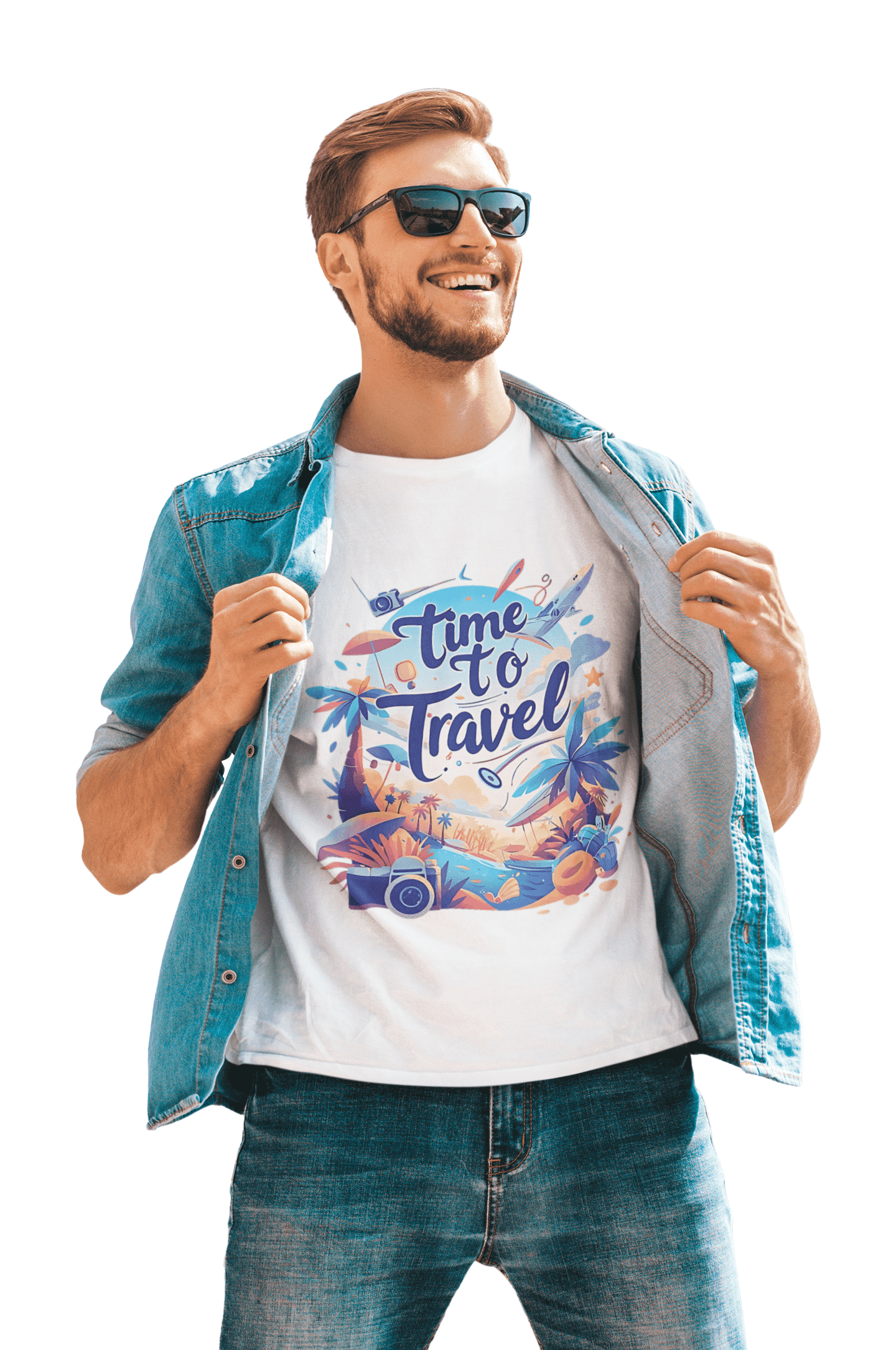 Time to Travel Full Sleeve Round Neck T-shirt for Men