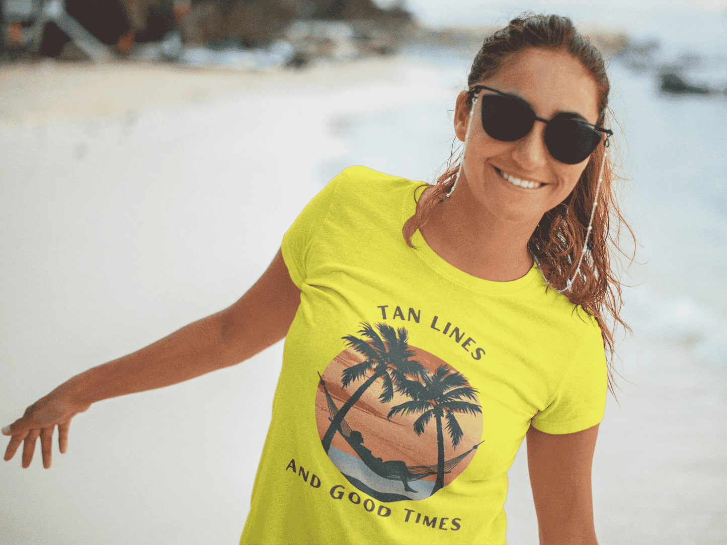 Tan Lines and Good Times Round Neck Holdiay T-shirt for Women