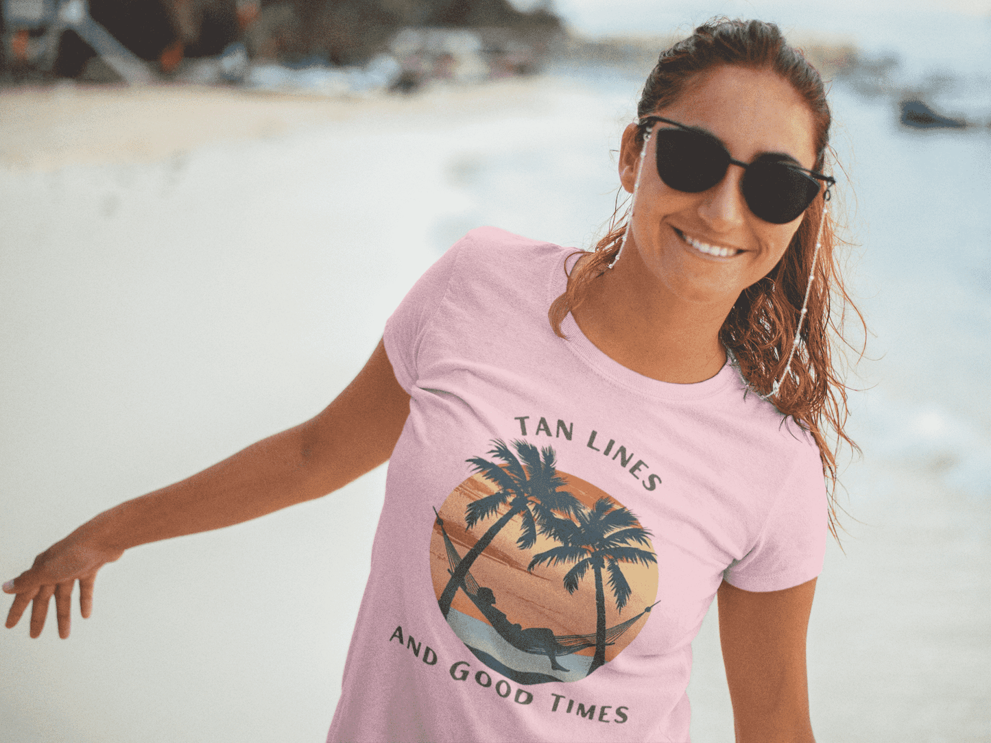 Tan Lines and Good Times Round Neck Holdiay T-shirt for Women