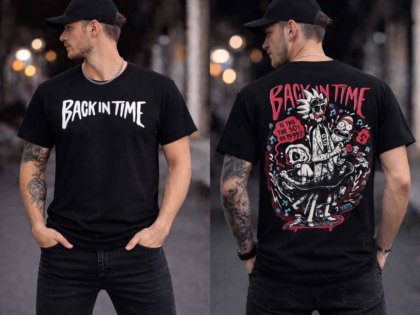 Back In Time T-Shirt – 190 GSM Cotton Lycra | Puffed Front Print & Graphic Back Design