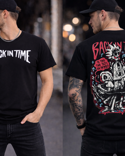 Back In Time T-Shirt – 190 GSM Cotton Lycra | Puffed Front Print & Graphic Back Design