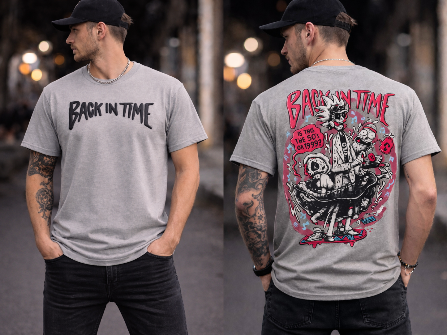 Back In Time T-Shirt – 190 GSM Cotton Lycra | Puffed Front Print & Graphic Back Design