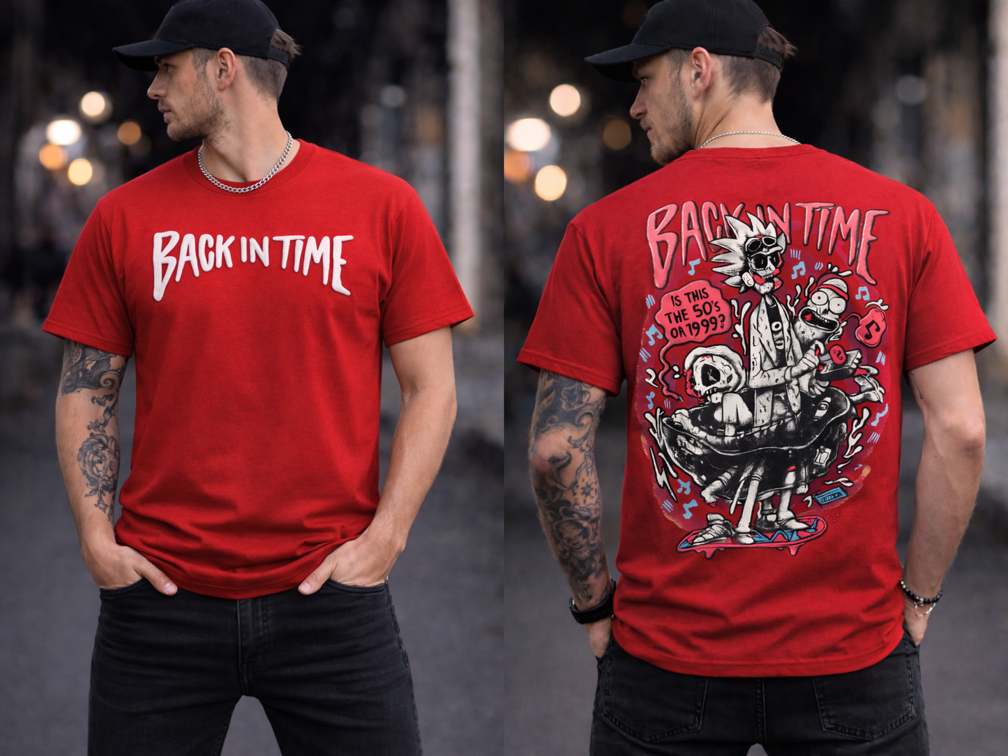 Back In Time T-Shirt – 190 GSM Cotton Lycra | Puffed Front Print & Graphic Back Design