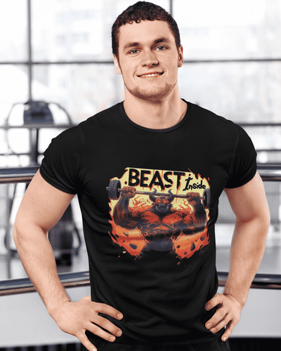 Beast Inside Round Neck Gym T-shirt for Men