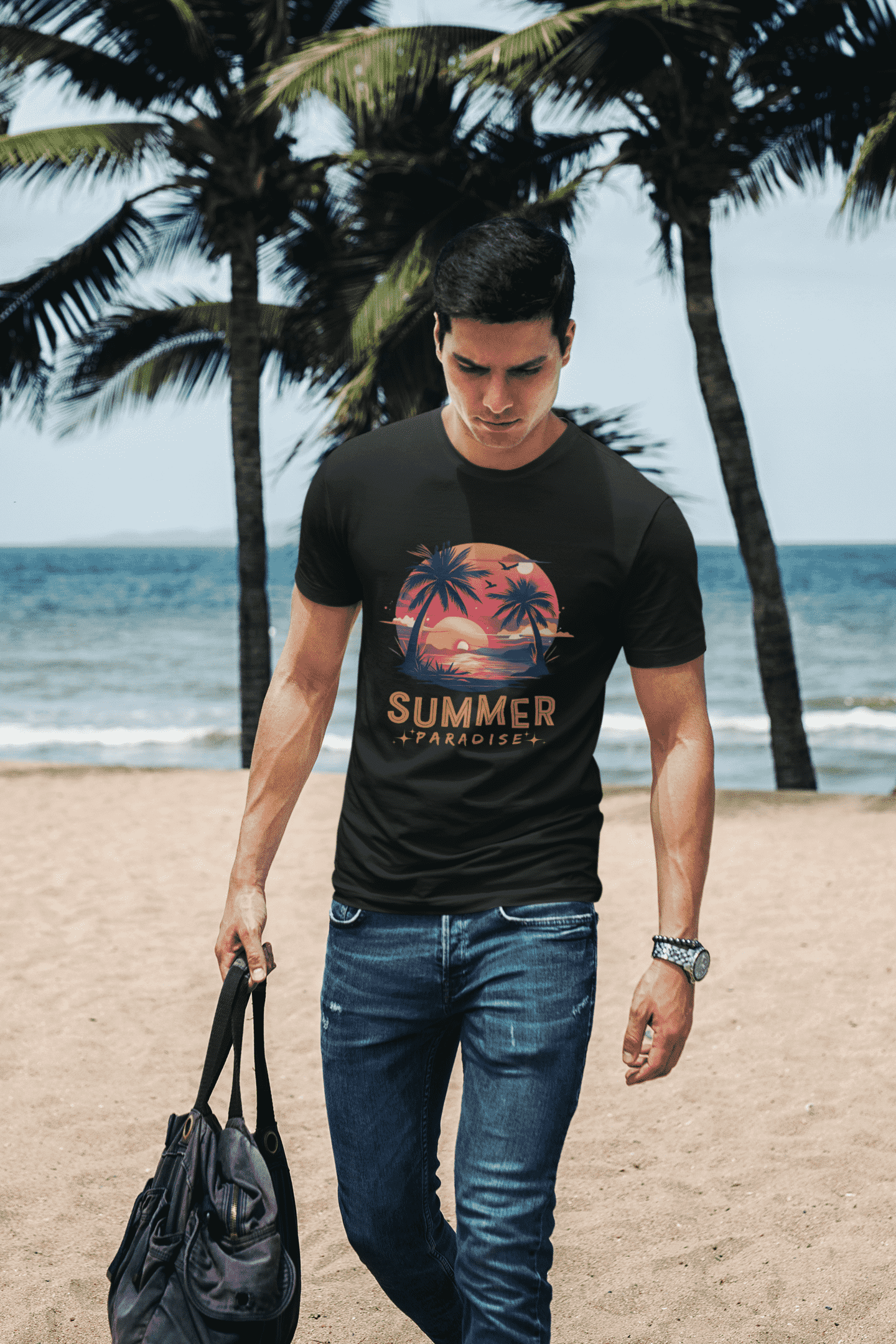 Summer Paradise Classic Round Neck T-shirt for Men