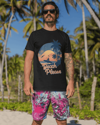 Beach Please Classic Round Neck T-shirt for Men
