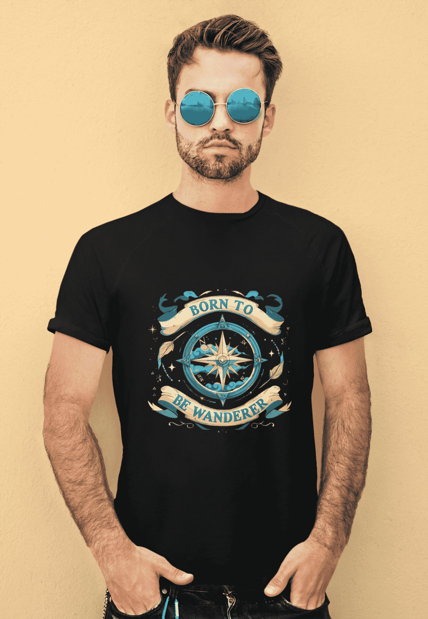 Born to be Wanderer Classic Round Neck T-shirt for Men