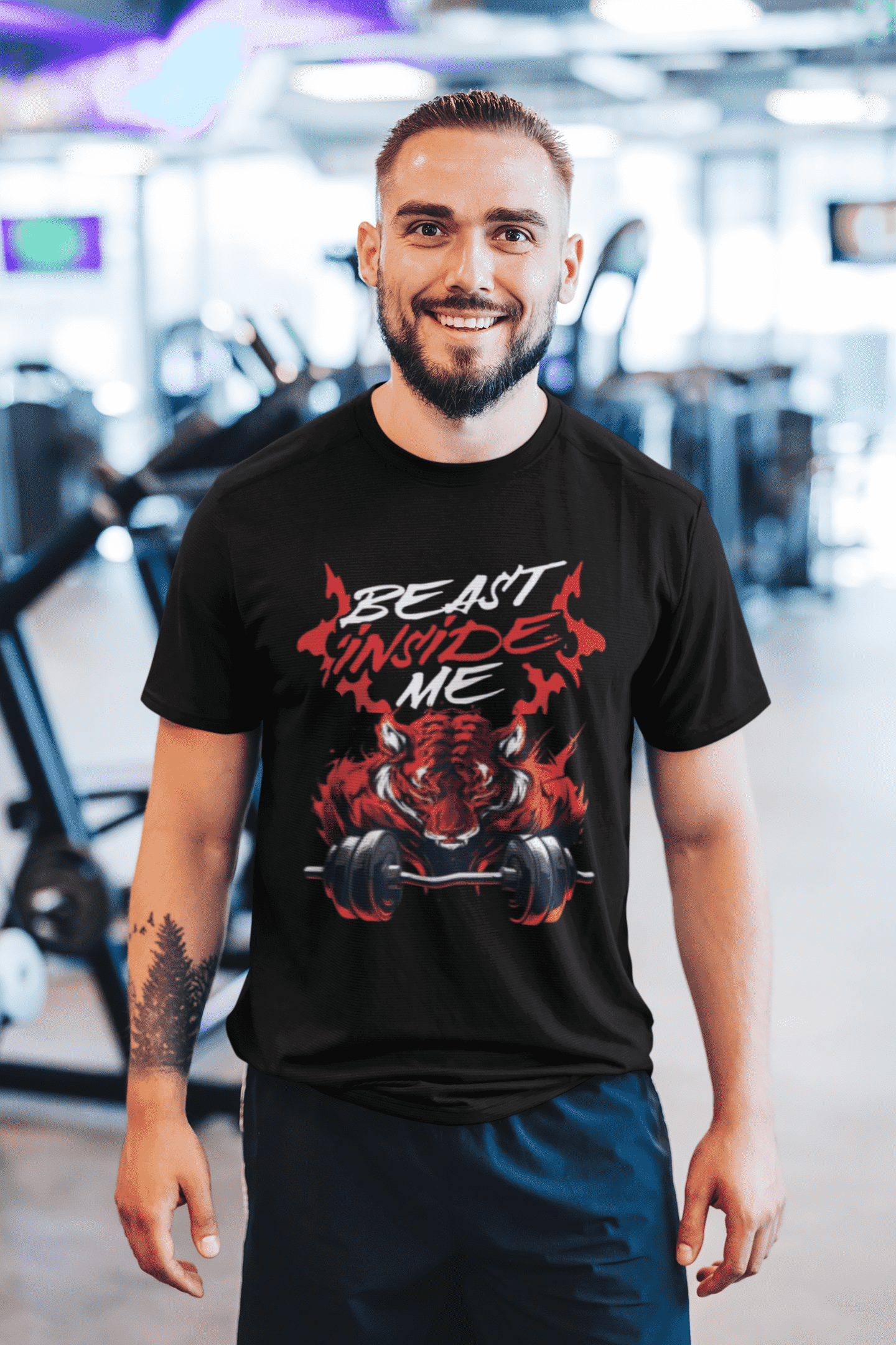 Beast Inside Me Round Neck Gym T-shirt for Men