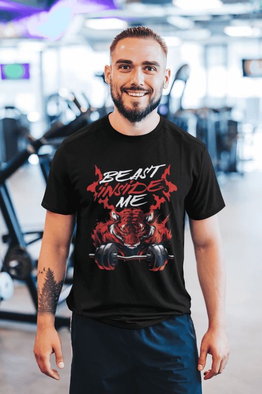 Beast Inside Me Round Neck Gym T-shirt for Men