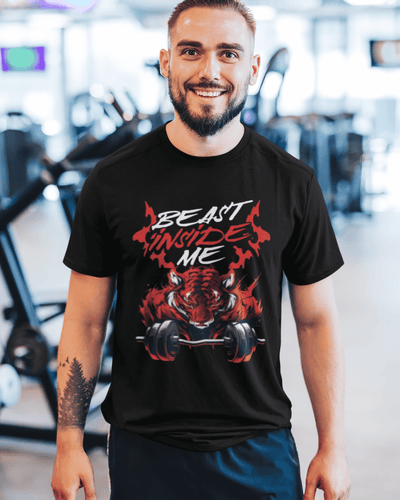 Beast Inside Me Round Neck Gym T-shirt for Men