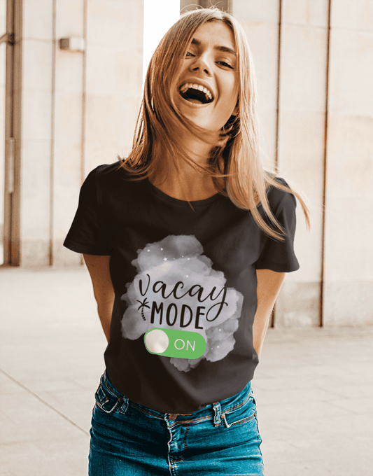 Vacay Mode On Round Neck T-shirt for Women