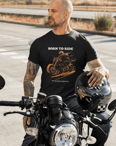 Born to Ride Classic Round Neck Bike T-shirt for Men