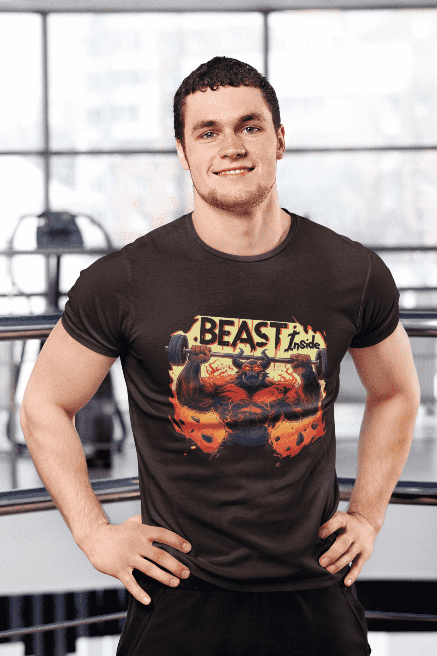 Beast Inside Round Neck Gym T-shirt for Men