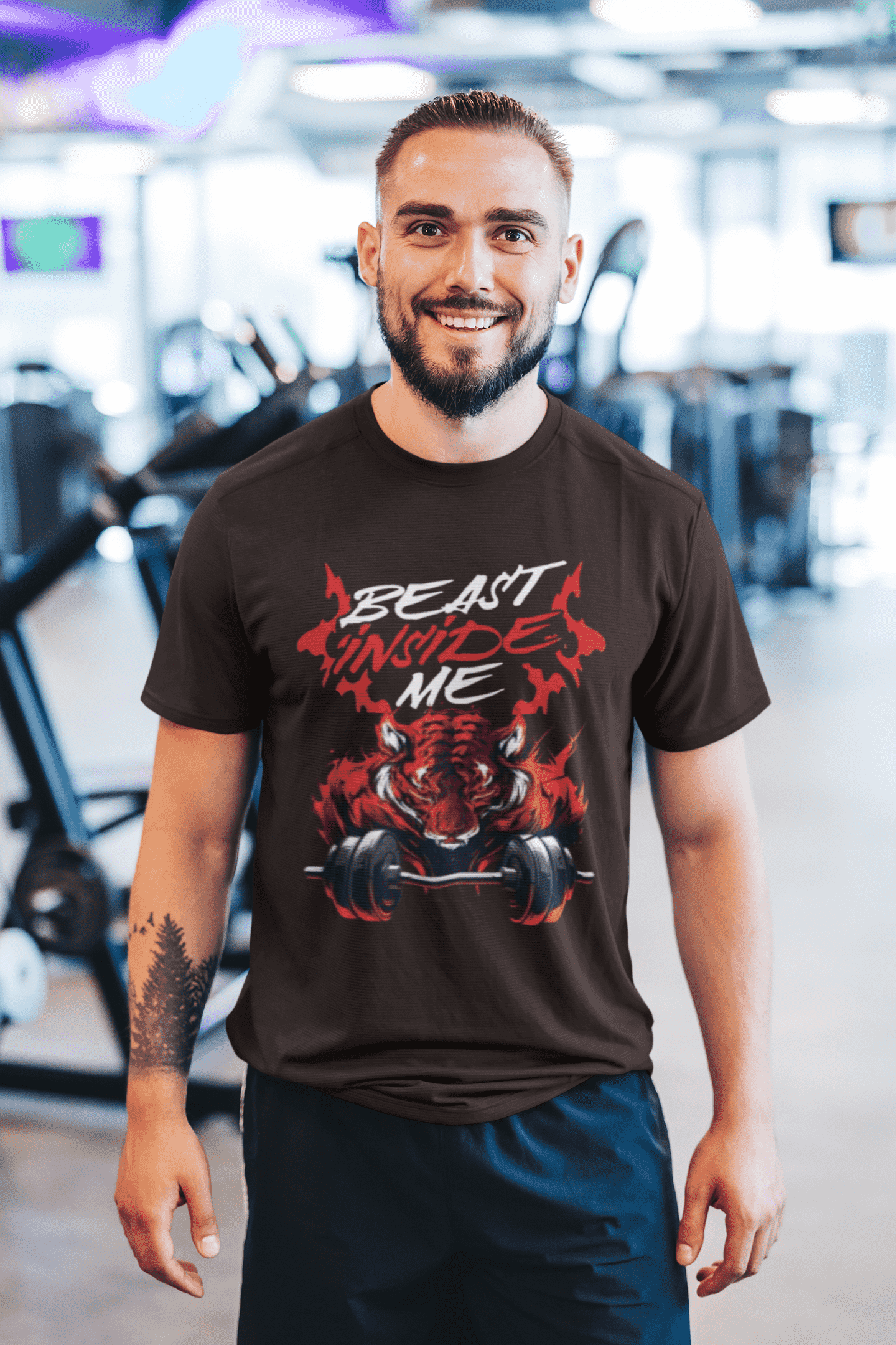 Beast Inside Me Round Neck Gym T-shirt for Men