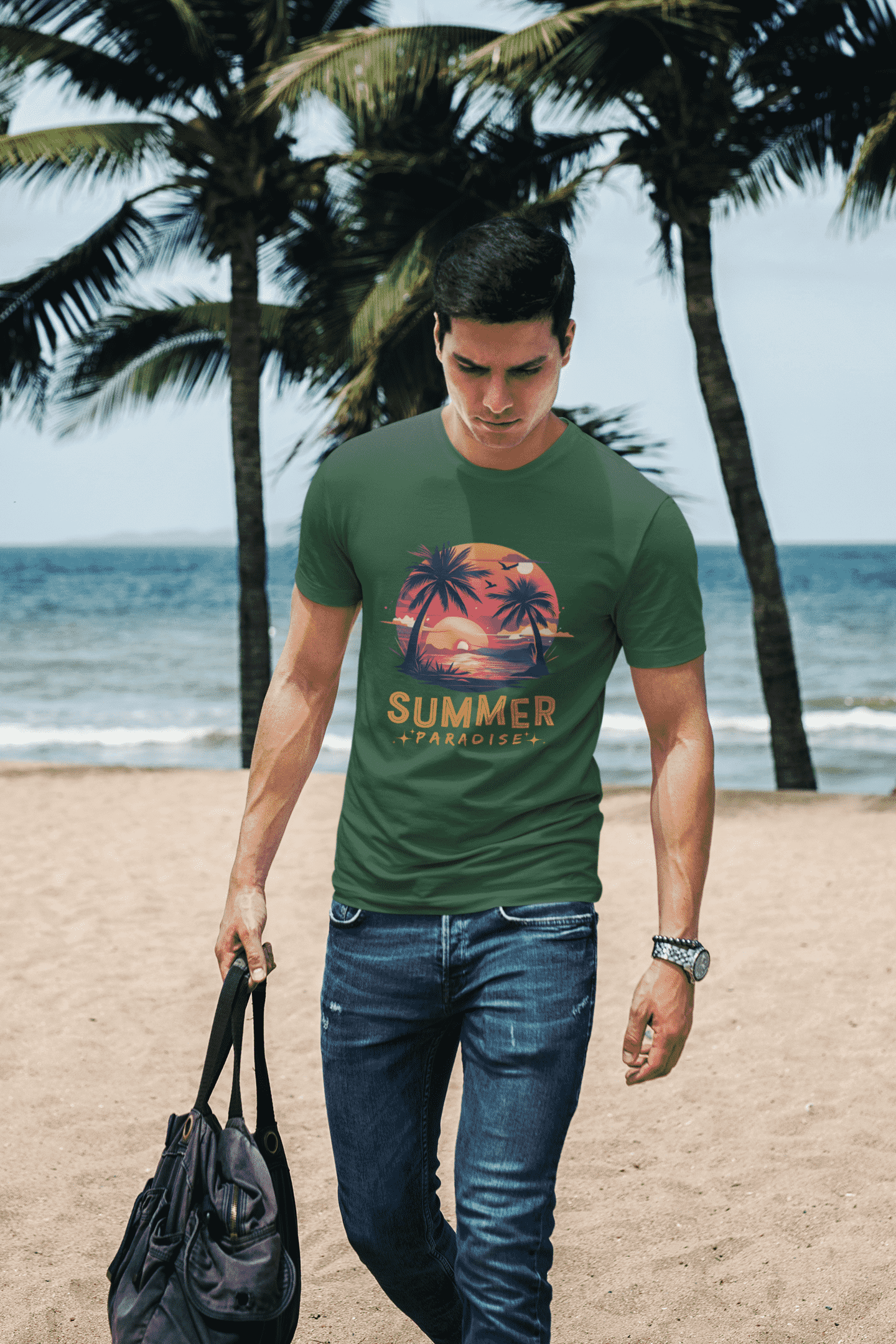 Summer Paradise Classic Round Neck T-shirt for Men