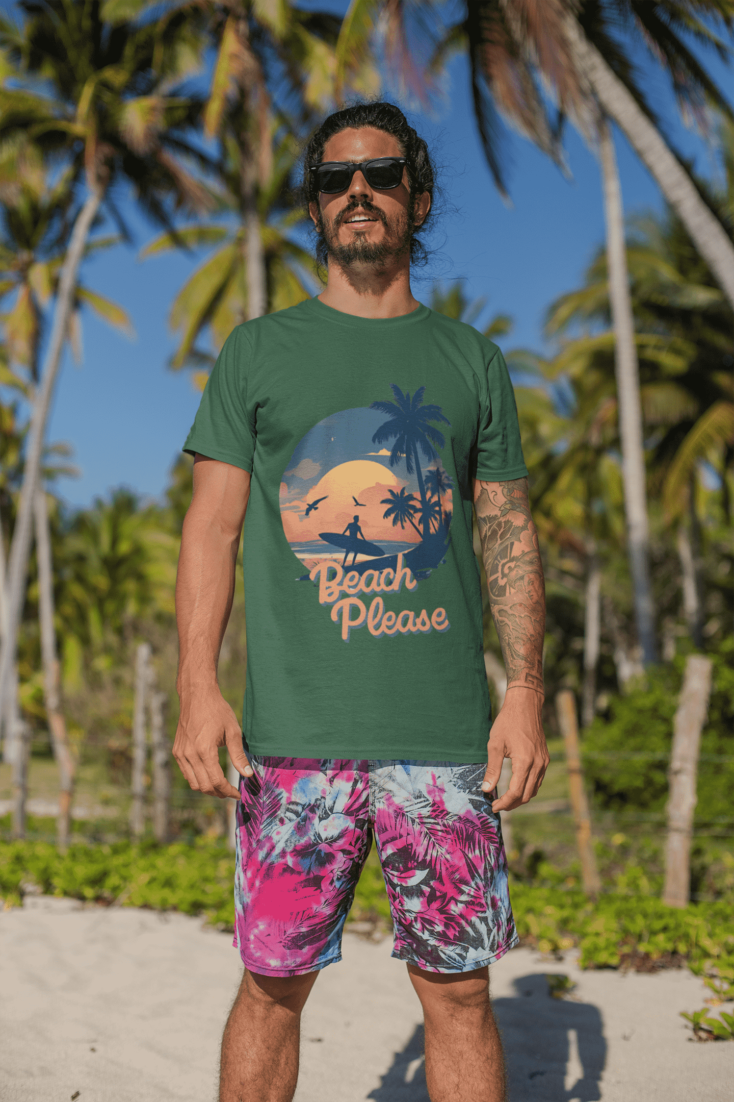 Beach Please Classic Round Neck T-shirt for Men